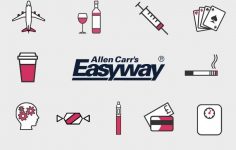 Allen Carr logo and addictions Rectangle GREY