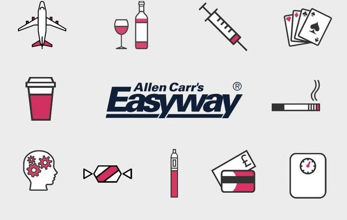 Allen Carr logo and addictions Rectangle GREY