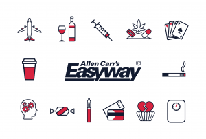 Allen Carr logo with addiction icons