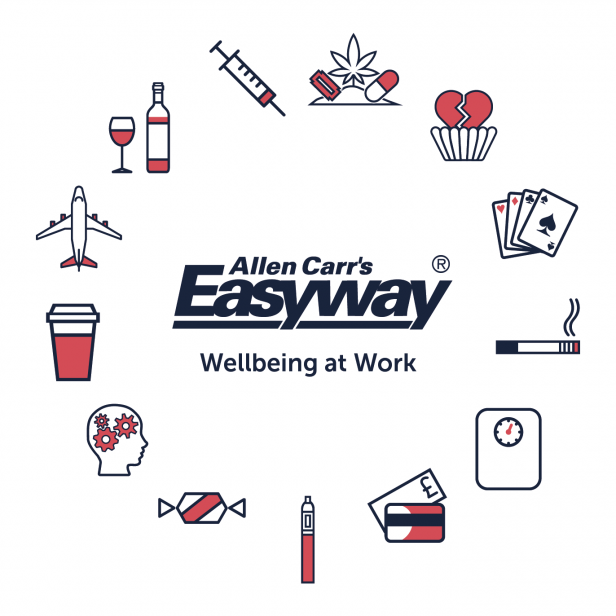 logo and addiction icons white circle